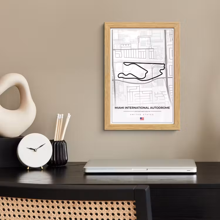 Poster met lijst - Racebaan - Verenigde Staten - Formule 1 - Miami International Autodrome - Circuit - Wit — 2