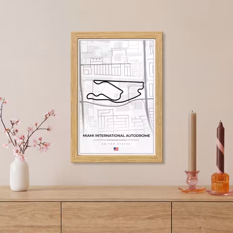 Poster met lijst - Racebaan - Verenigde Staten - Formule 1 - Miami International Autodrome - Circuit - Wit — 5