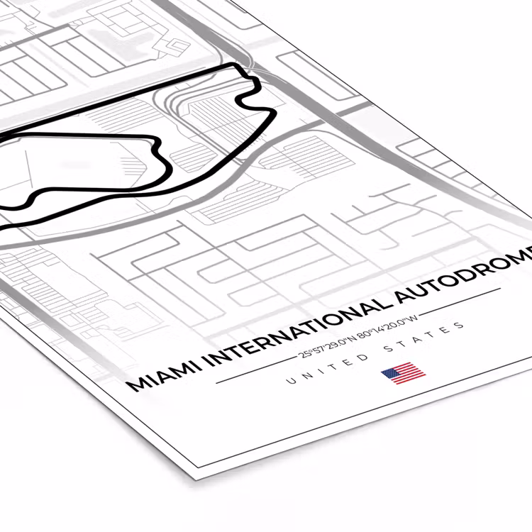 Poster met lijst - Racebaan - Verenigde Staten - Formule 1 - Miami International Autodrome - Circuit - Wit — 7