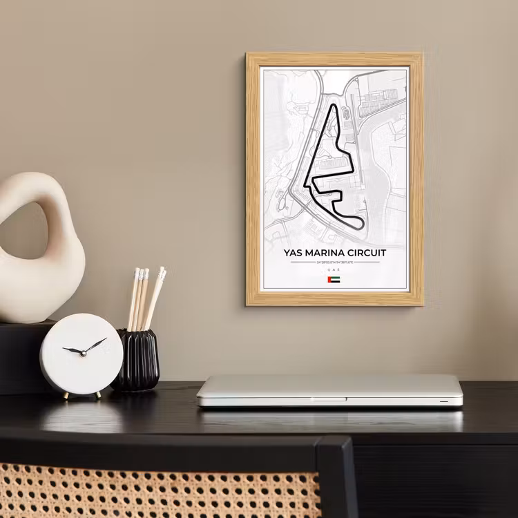 Poster met lijst - Racebaan - Yas Marina Circuit - Circuit - F1 - Abu Dhabi - Wit — 2