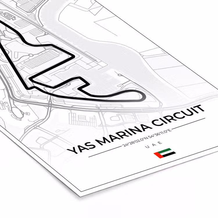 Poster met lijst - Racebaan - Yas Marina Circuit - Circuit - F1 - Abu Dhabi - Wit — 7