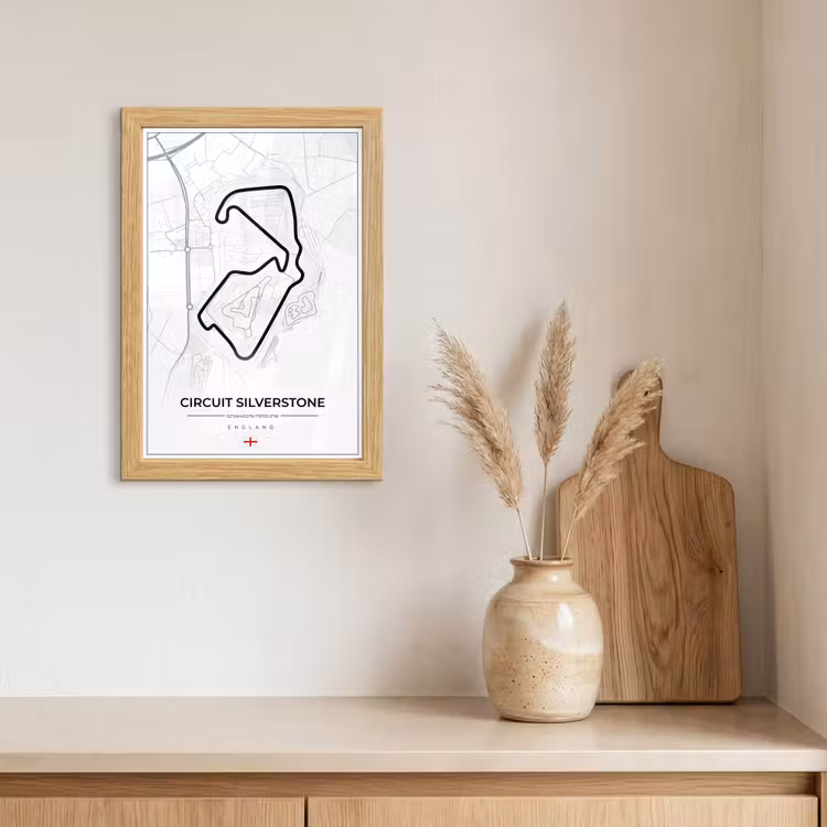 Poster met lijst - Racing - Engeland - Racebaan - Circuit - Silverstone - Wit — 3