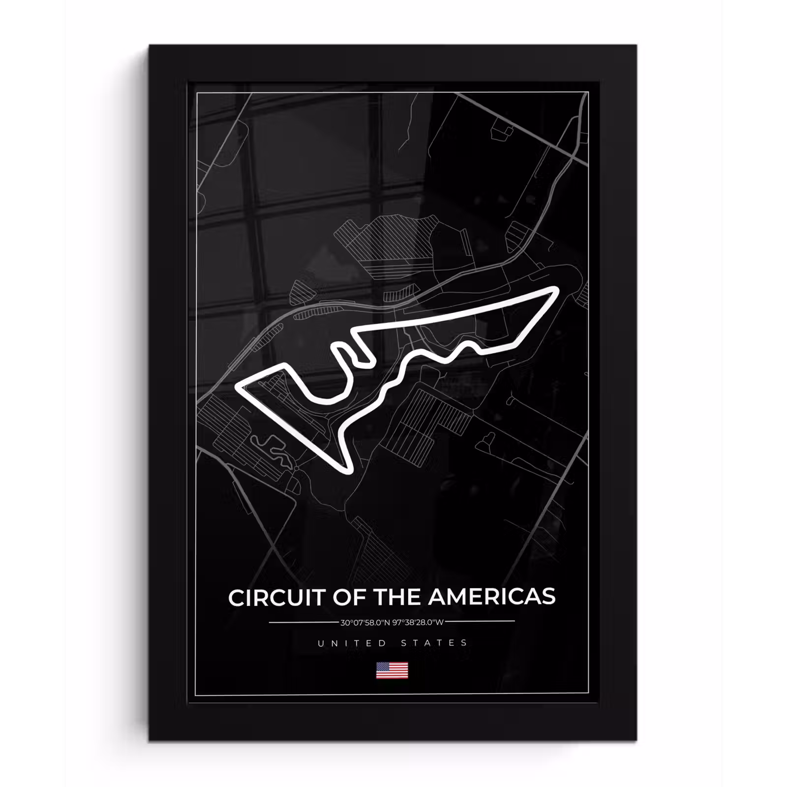 Poster met lijst - Amerika - Racebaan - Formule 1 - Circuit of the Americas - Racing - Zwart — 1