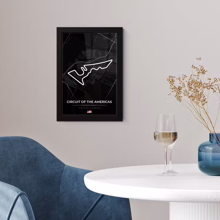 Poster met lijst - Amerika - Racebaan - Formule 1 - Circuit of the Americas - Racing - Zwart — 4