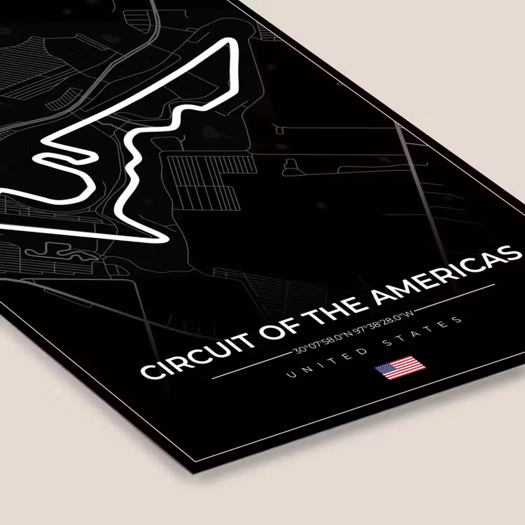 Poster met lijst - Amerika - Racebaan - Formule 1 - Circuit of the Americas - Racing - Zwart — 7