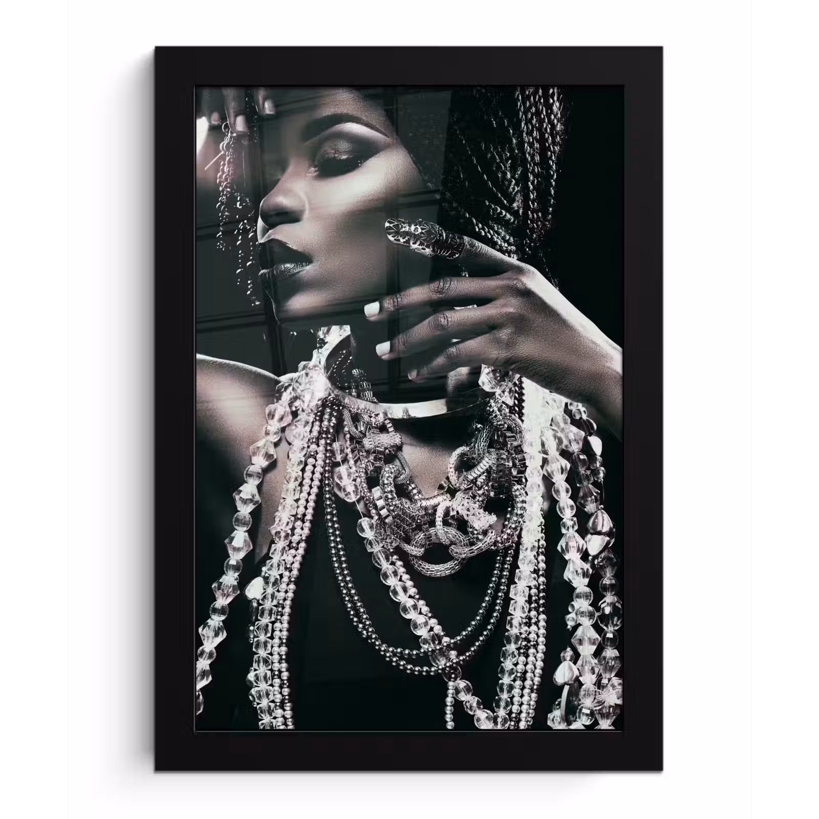 Poster met lijst - Sieraden - Vrouw - Ring - Zwart - Wit - Luxe — 1