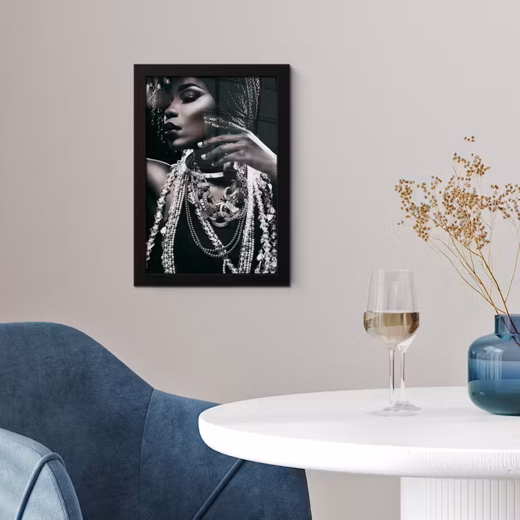 Poster met lijst - Sieraden - Vrouw - Ring - Zwart - Wit - Luxe — 4
