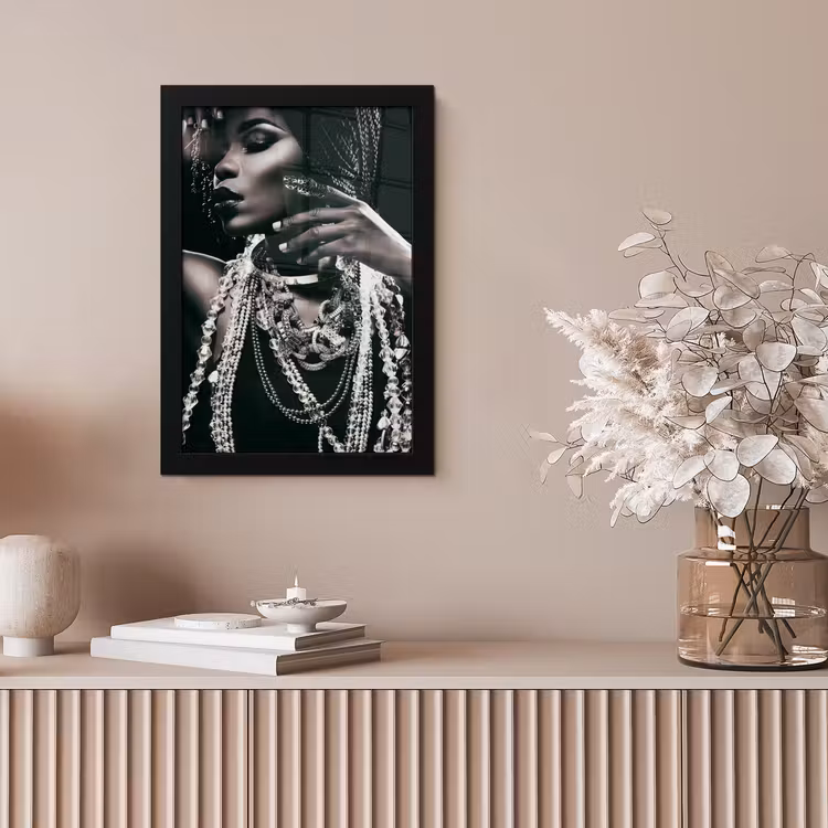Poster met lijst - Sieraden - Vrouw - Ring - Zwart - Wit - Luxe — 5