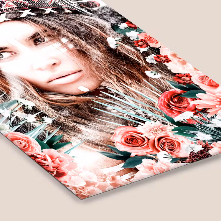 Poster met lijst - Vrouw - Bloemen - Indianentooi - Rozen - Bloemen — 7