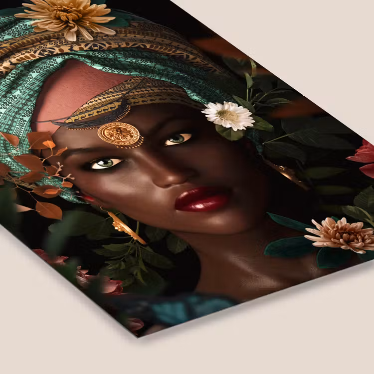 Poster met lijst - Vrouw - Bloemen - Vlinders - Planten - Sieraden - Luxe — 7