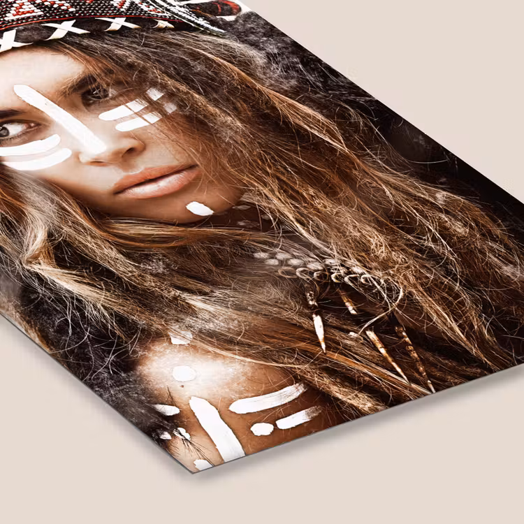 Poster met lijst - Vrouw - Indianentooi - Veren - Strepen — 7