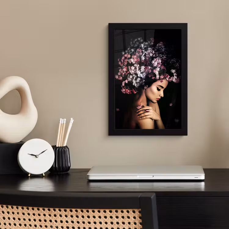 Poster met lijst - Bloesem - Vrouw - Roze - Bloemen - Luxe — 2