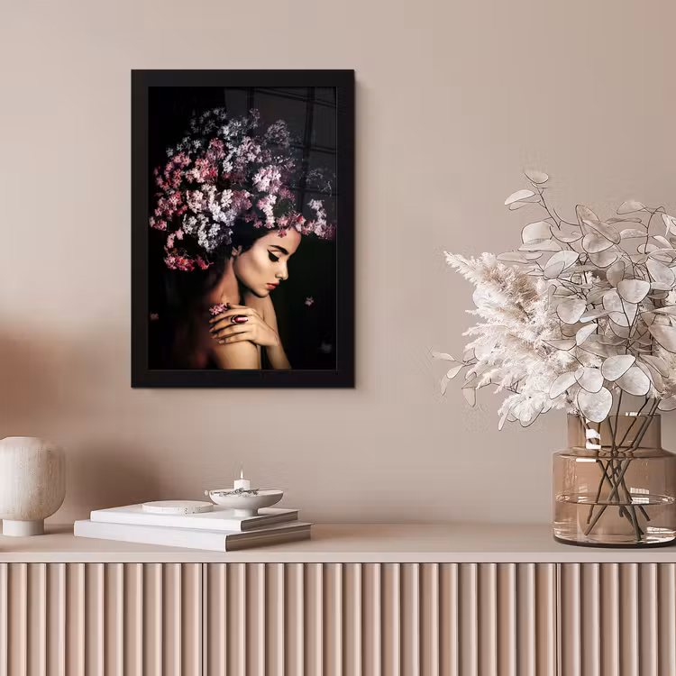Poster met lijst - Bloesem - Vrouw - Roze - Bloemen - Luxe — 5