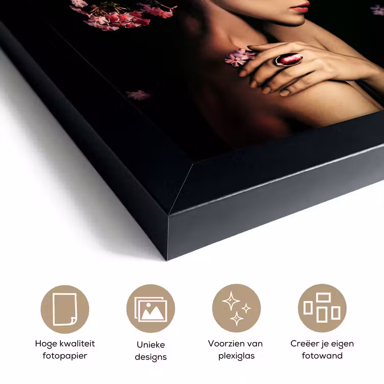 Poster met lijst - Bloesem - Vrouw - Roze - Bloemen - Luxe — 6