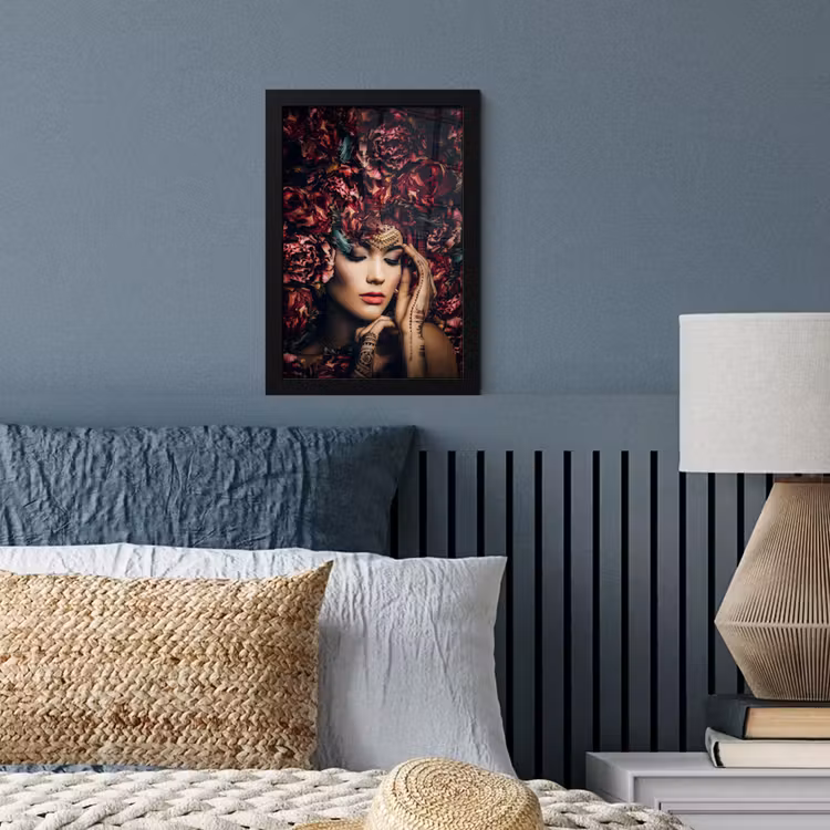 Poster met lijst - Vrouw - Bloemen - Henna - Portret — 3