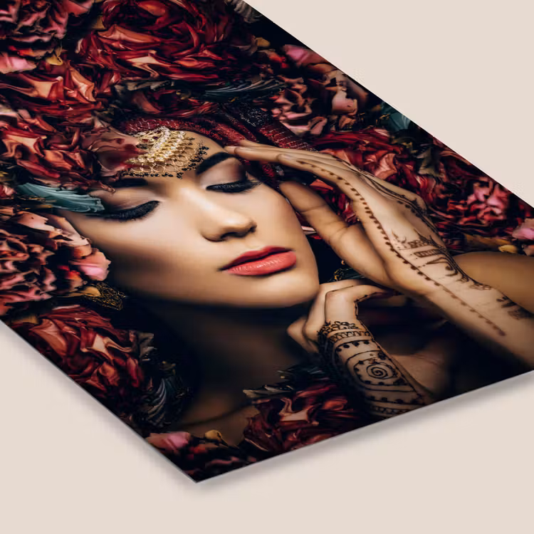 Poster met lijst - Vrouw - Bloemen - Henna - Portret — 7