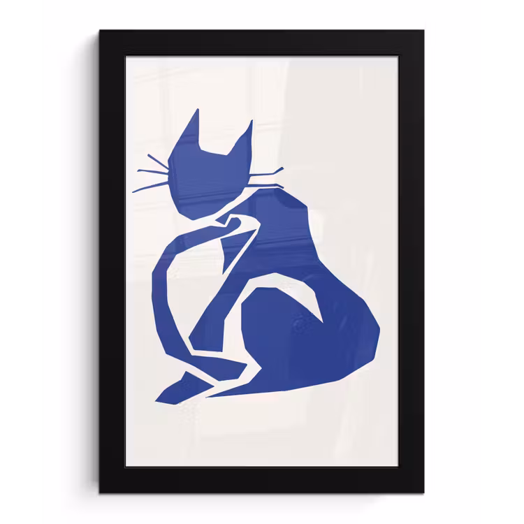 Poster met lijst - Kat - Huisdieren - Blauw - Matisse — 1