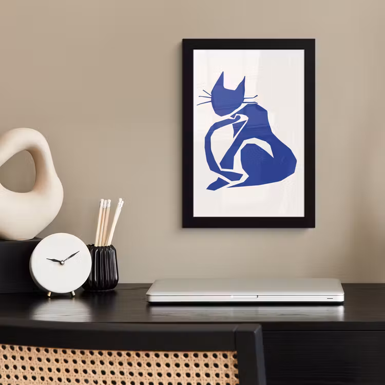 Poster met lijst - Kat - Huisdieren - Blauw - Matisse — 2