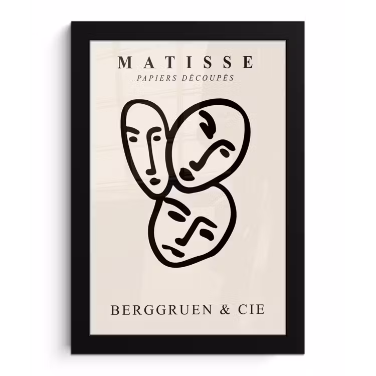 Poster met lijst - Matisse - Gezicht - Portret - Zwart — 1