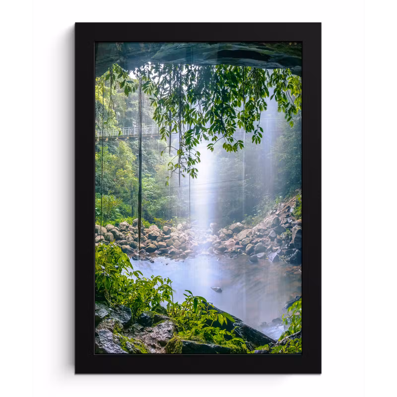 Poster met lijst - Jungle - Regenwoud - Water - Waterval - Planten — 1
