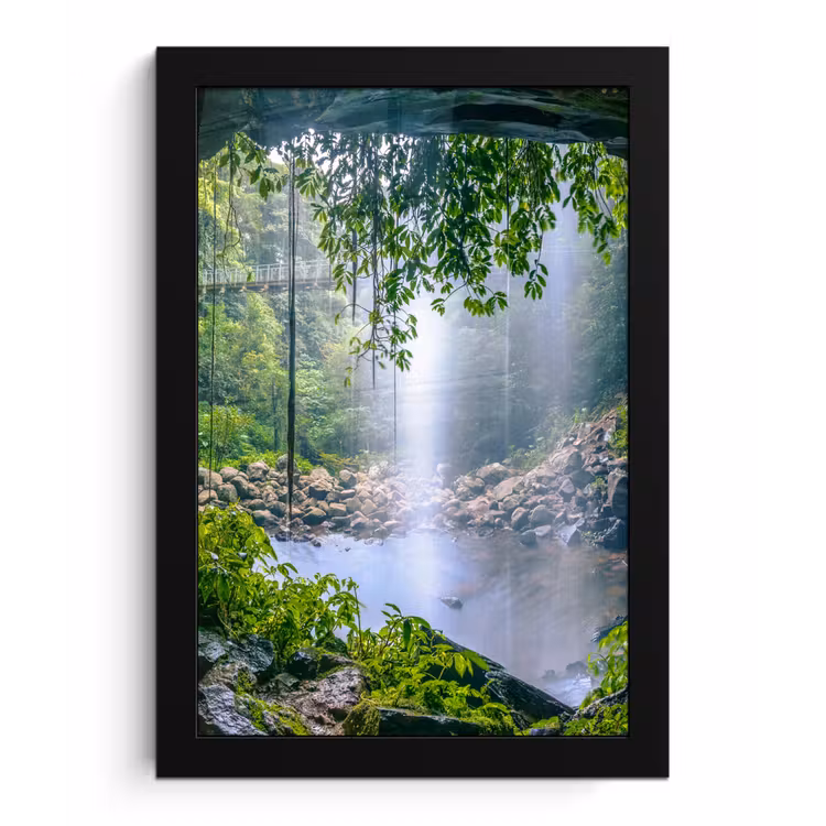 Poster met lijst - Jungle - Regenwoud - Water - Waterval - Planten — 1