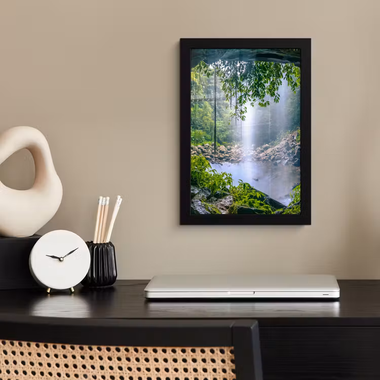 Poster met lijst - Jungle - Regenwoud - Water - Waterval - Planten — 2