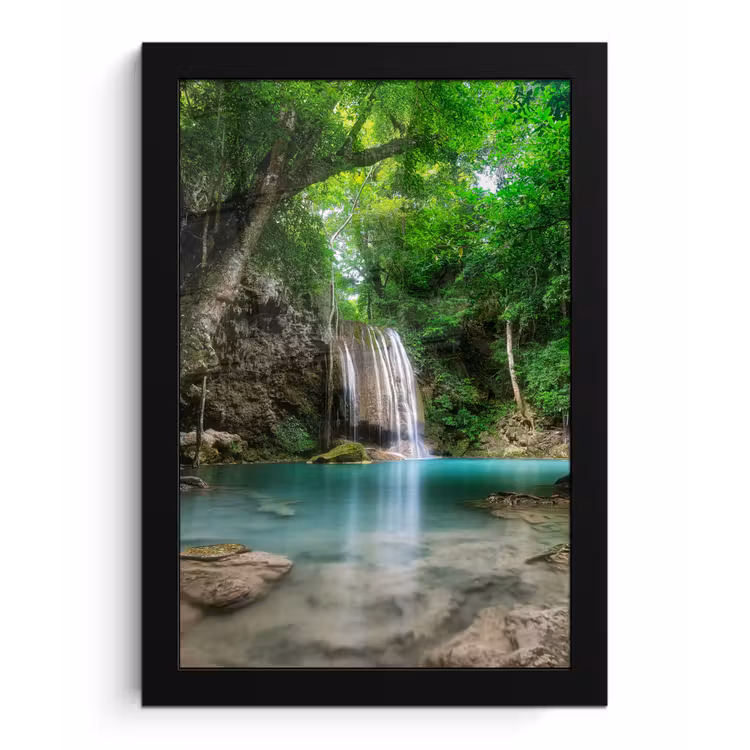 Poster met lijst - Jungle - Waterval - Planten - Water - Natuur — 1