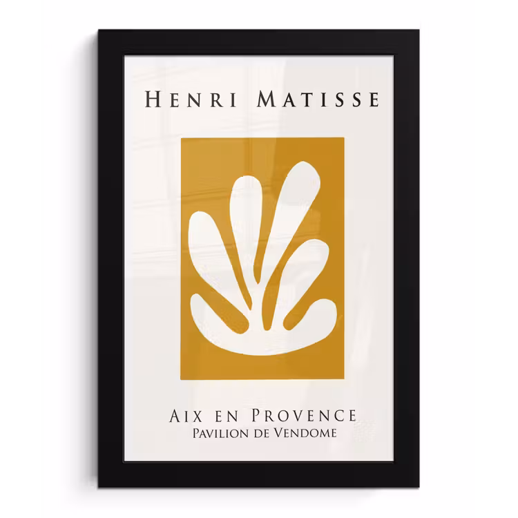 Poster met lijst - Matisse - Okergeel - Vormen - Bladeren - Kunststof — 1