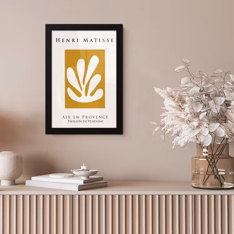 Poster met lijst - Matisse - Okergeel - Vormen - Bladeren - Kunststof — 5