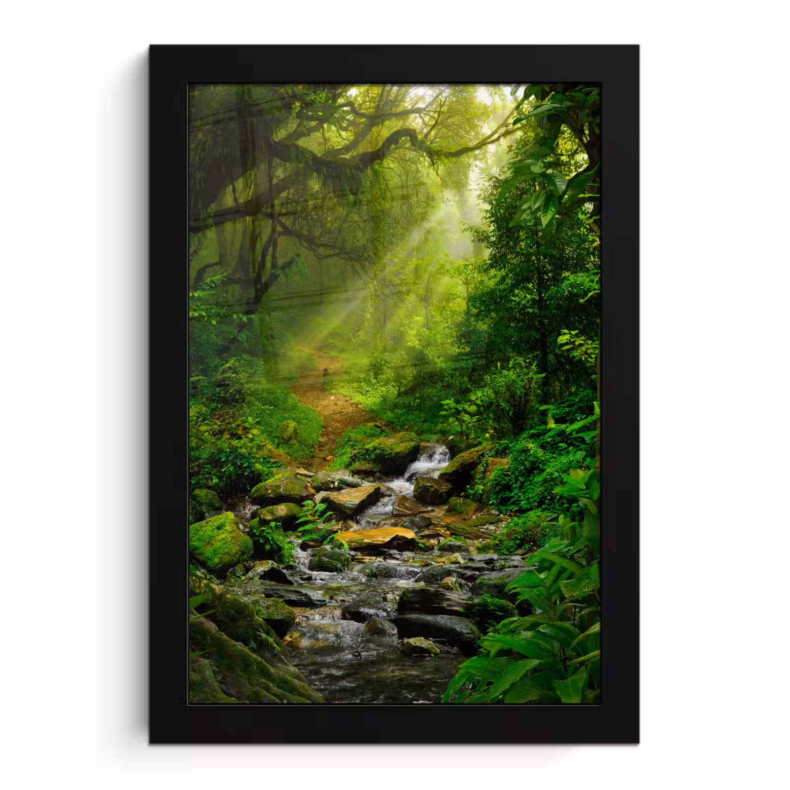 Poster met lijst - Jungle - Water - Bladeren - Zon - Natuur — 1