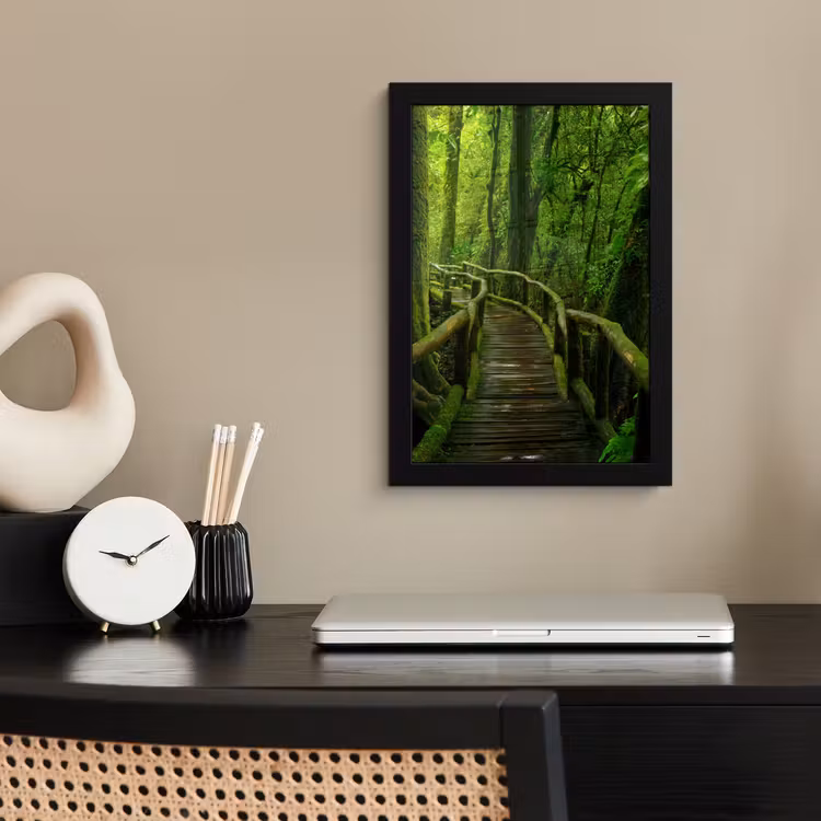 Poster met lijst - Jungle - Brug - Mos - Natuur - Tropisch — 2