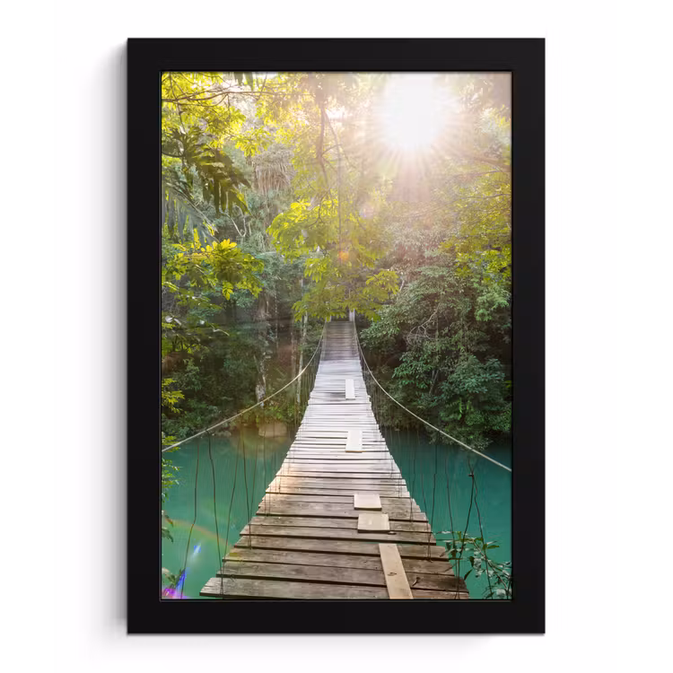 Poster met lijst - Jungle - Water - Brug - Natuur - Planten — 1