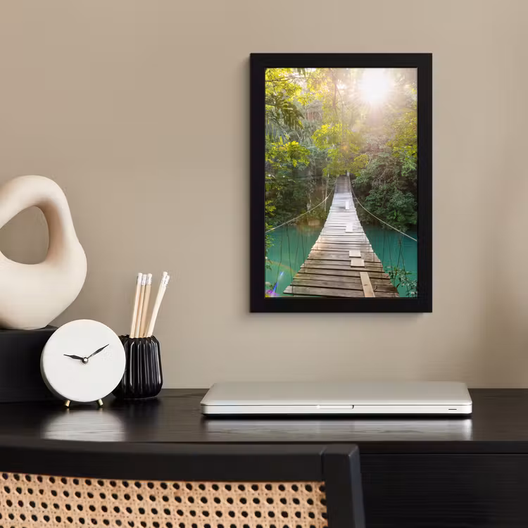 Poster met lijst - Jungle - Water - Brug - Natuur - Planten — 2