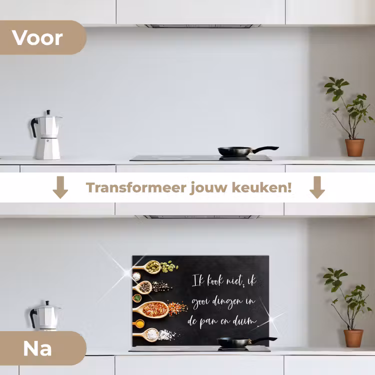 Spatscherm keuken - Ik gooi dingen in de pan en duim - Keuken - Quotes - Spreuken - Humor — 3