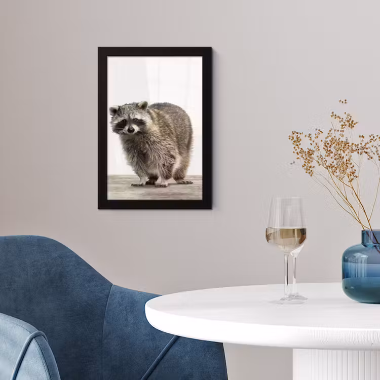 Poster met lijst - Wasbeer - Dieren - witte achtergrond -Jongens - Meisjes - Kinderen — 4