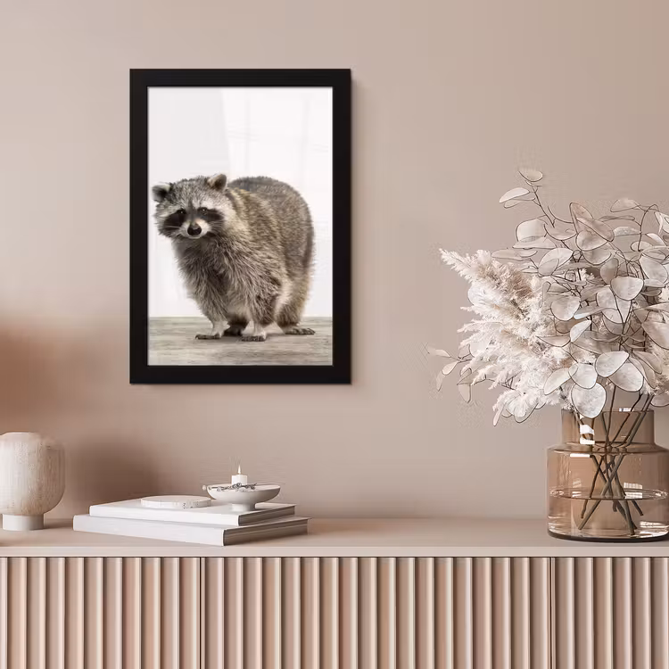 Poster met lijst - Wasbeer - Dieren - witte achtergrond -Jongens - Meisjes - Kinderen — 5