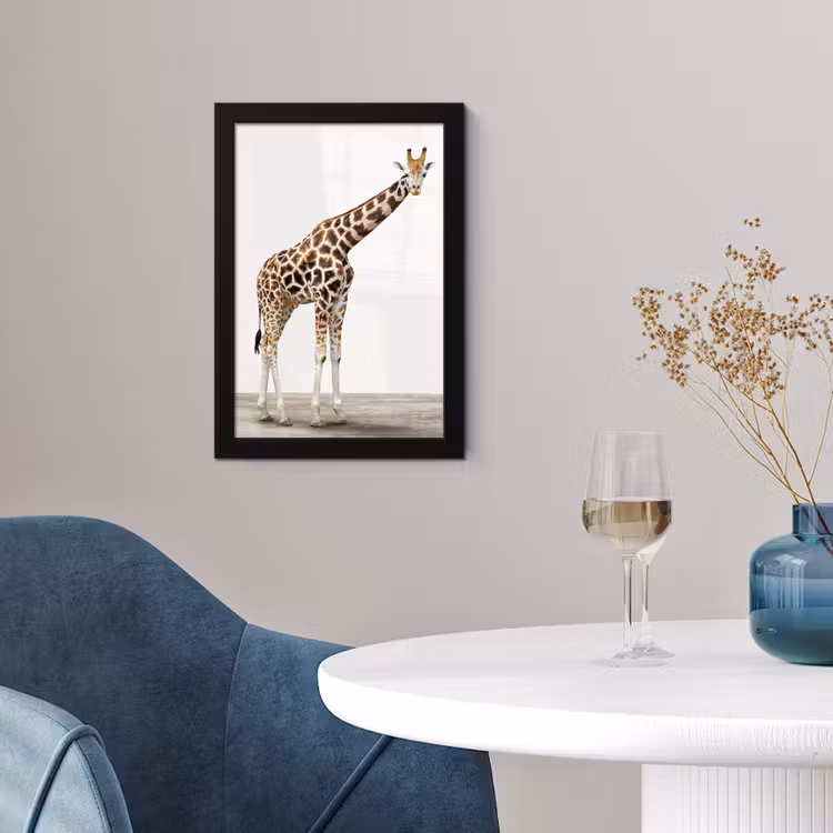 Poster met lijst - Giraffe - Dieren - Witte achtergrond - Kinderen - Jongen - Meisje — 4