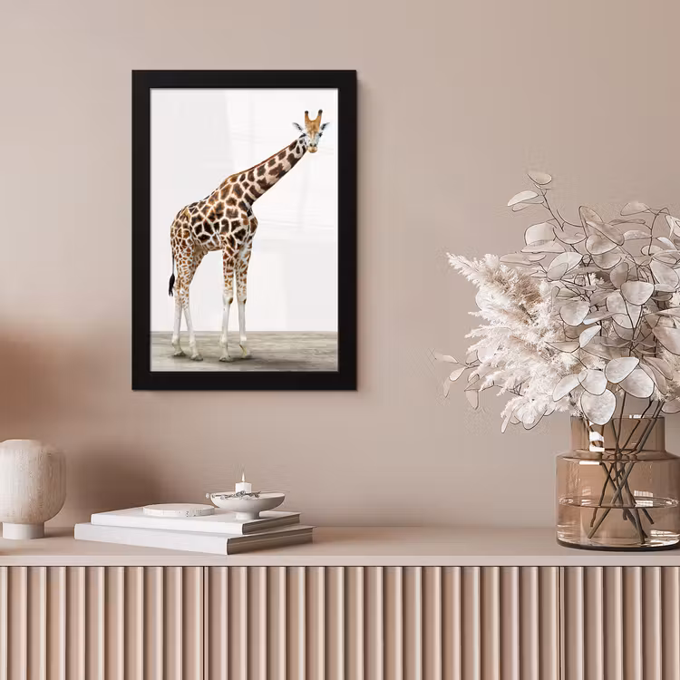 Poster met lijst - Giraffe - Dieren - Witte achtergrond - Kinderen - Jongen - Meisje — 5