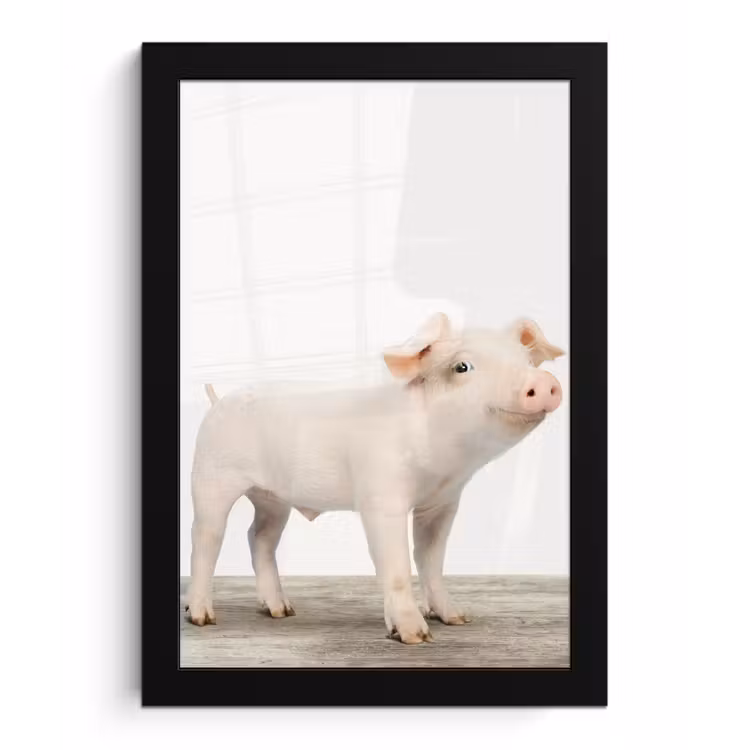Poster met lijst - Varkentje - Big - Dieren - Roze - Jongens - Meisjes - Kinderen — 1
