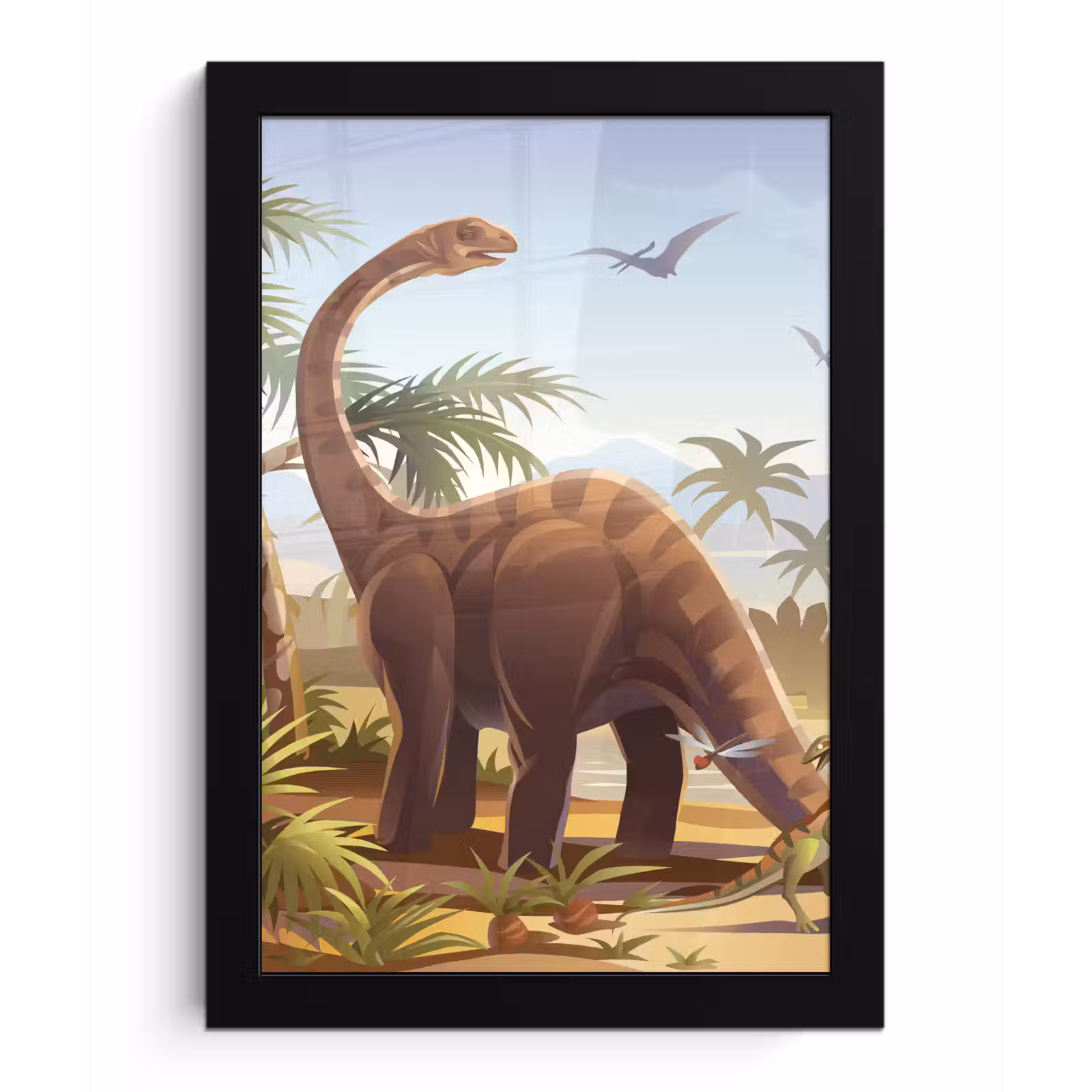 Poster met lijst - Dinosaurus - Landschap - Tropisch - Kinderen - Jongens — 1