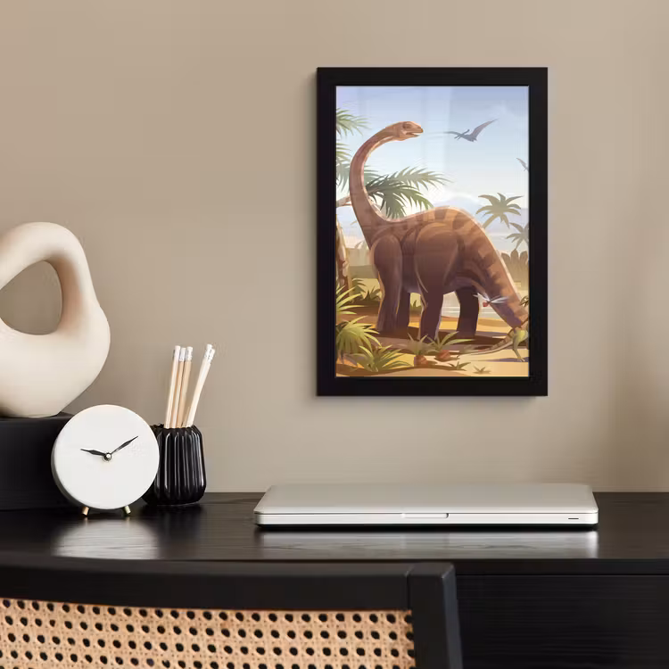 Poster met lijst - Dinosaurus - Landschap - Tropisch - Kinderen - Jongens — 2