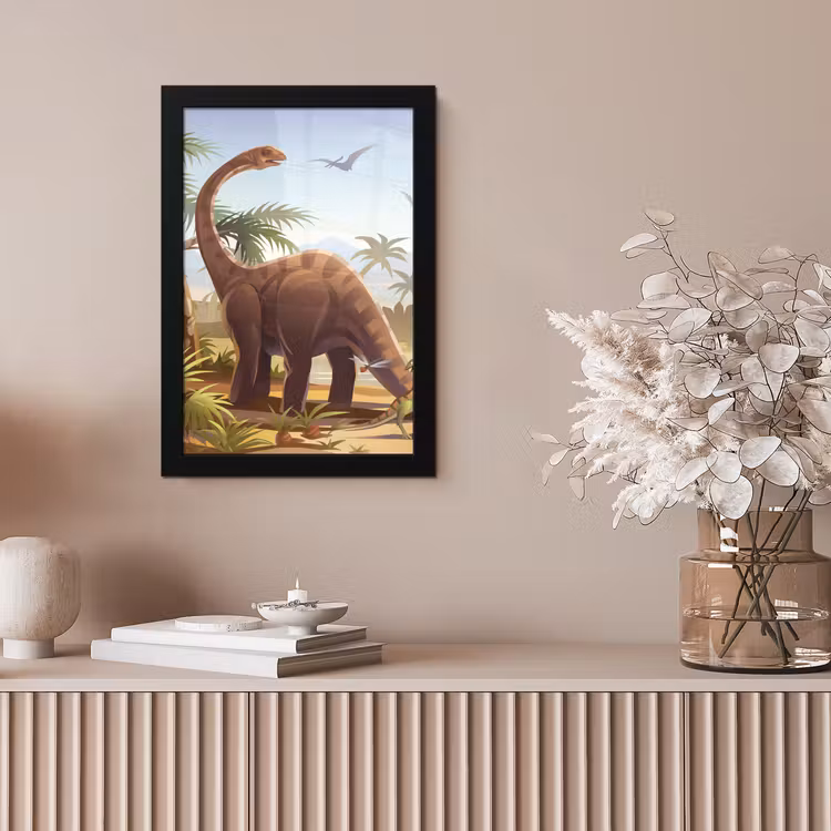 Poster met lijst - Dinosaurus - Landschap - Tropisch - Kinderen - Jongens — 5
