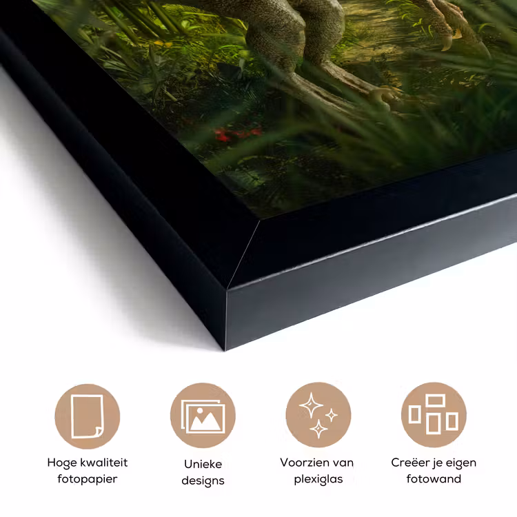 Poster met lijst - Dinosaurus - Planten - Groen - Illustratie - Kinderen - Jongens — 6
