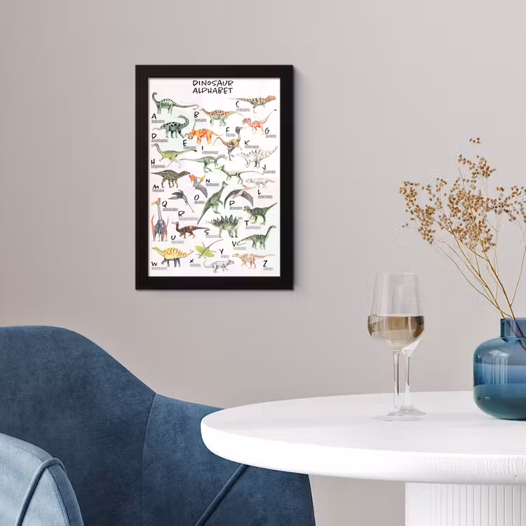 Poster met lijst - Alfabet - Dinosaurus - Jongens - Meisjes - Kinderen - Educatief — 4