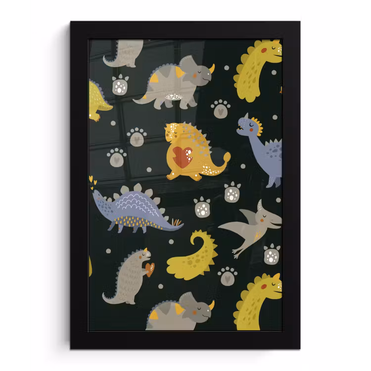 Poster met lijst - Dino - Kinderen - Patronen - Jongens - Meisjes - Dinosaurus — 1