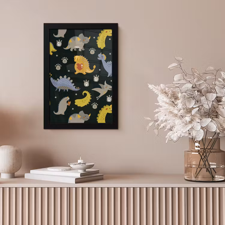 Poster met lijst - Dino - Kinderen - Patronen - Jongens - Meisjes - Dinosaurus — 5