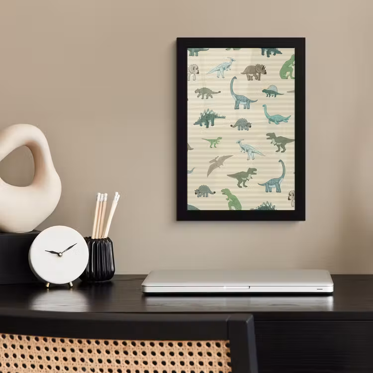 Poster met lijst - Dinosaurus - Bruin - Groen - Jongens - Meisjes - Kinderen — 2