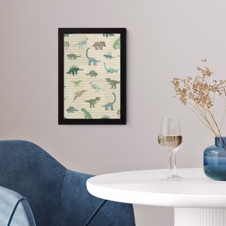 Poster met lijst - Dinosaurus - Bruin - Groen - Jongens - Meisjes - Kinderen — 4