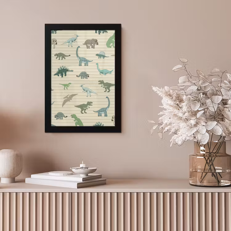 Poster met lijst - Dinosaurus - Bruin - Groen - Jongens - Meisjes - Kinderen — 5