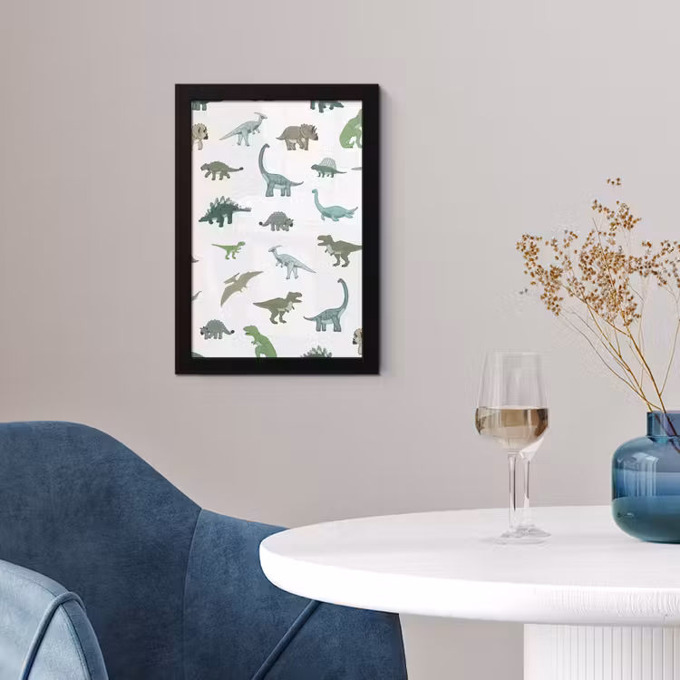 Poster met lijst - Dinosaurus - Groen - Jongens - Bruin - Kind - Patronen — 4